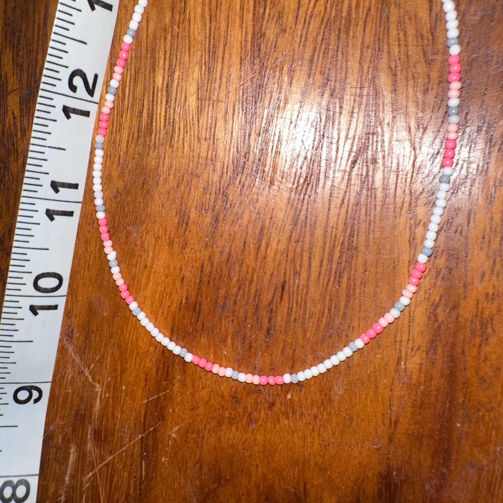 Breast Cancer Awareness design seed bead necklace
